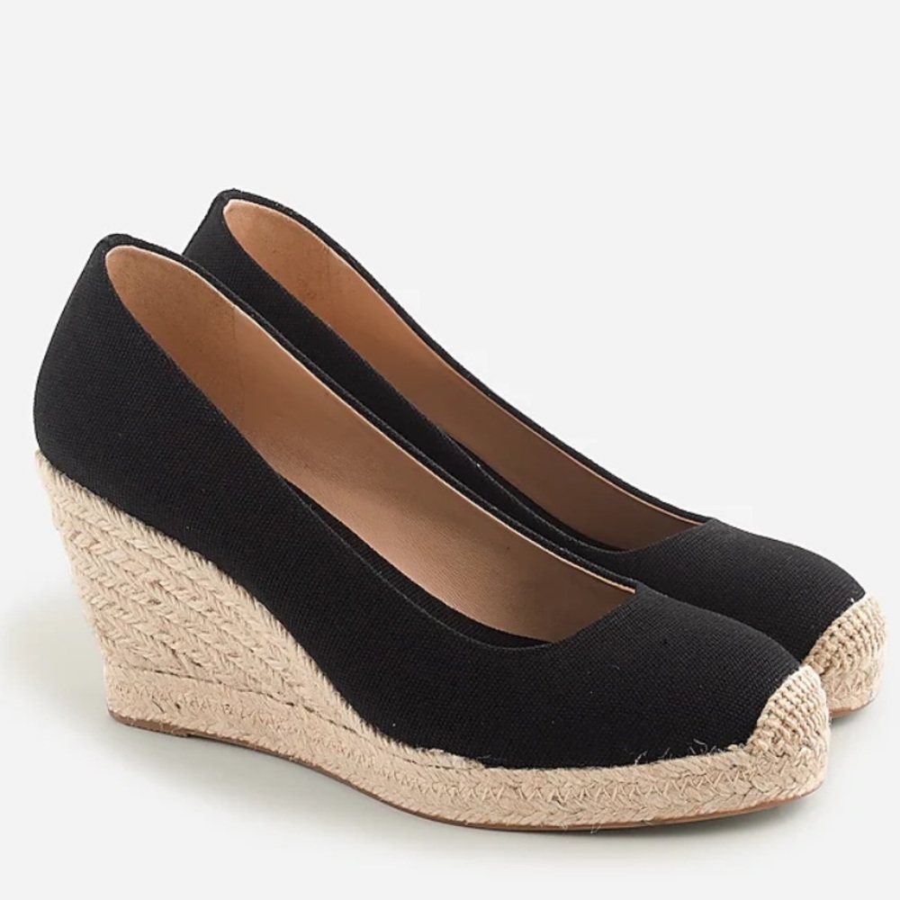 J. Crew Seville espadrille wedges in canvas, black